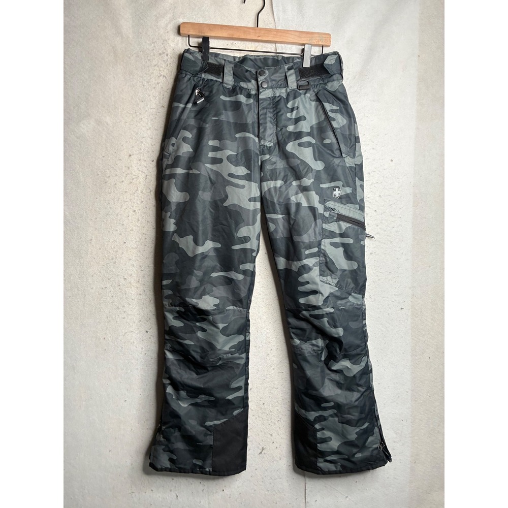 Swiss Tech Mens Camo Snow Pants Gray Black Insulated Ski Snowboard Small 4-6
